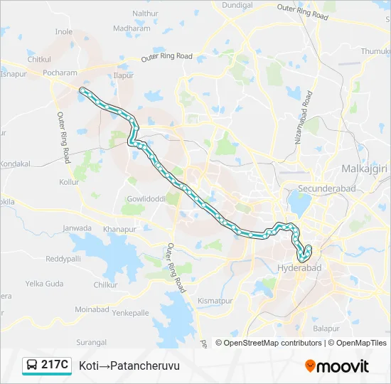 217C Route: Schedules, Stops & Maps - Koti‎→Patancheruvu (Updated)