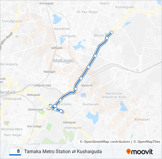 8 Route Schedules Stops Maps Tarnaka Metro Station Updated