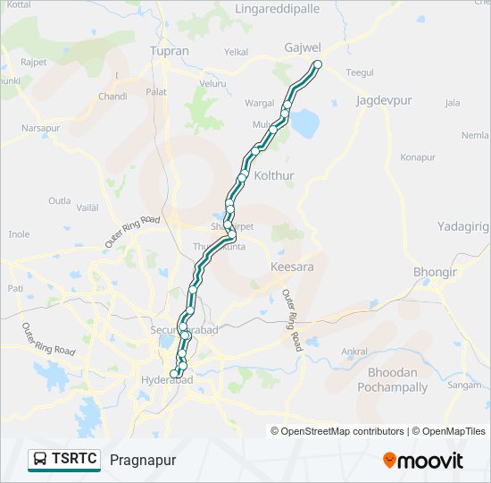 Hyderabad To Yadagirigutta Bus Route Map Tsrtc Route: Schedules, Stops & Maps - Pragnapur (Updated)