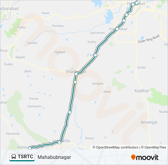 Hyderabad To Shadnagar Route Map Tsrtc Route: Schedules, Stops & Maps - Mahabubnagar (Updated)