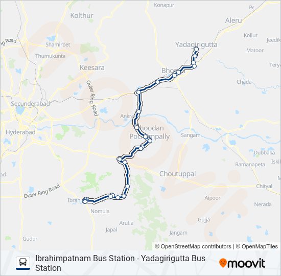 Hyderabad To Yadagirigutta Bus Route Map 522Exp Route: Schedules, Stops & Maps - Yadagirigutta Bus Station (Updated)