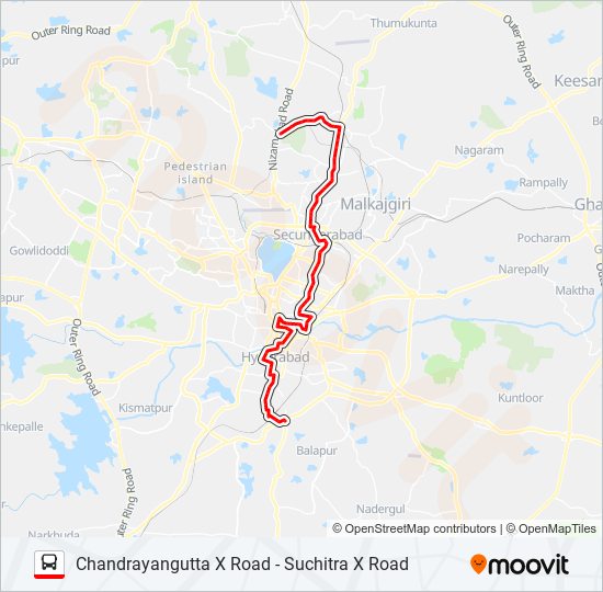 Suchitra X Roads Hyderabad Map 1P25S Route: Schedules, Stops & Maps - Suchitra X Road (Updated)