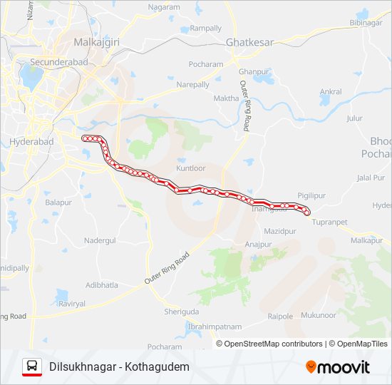 Hyderabad To Kothagudem Route Map 206 Route: Schedules, Stops & Maps - Dilsukhnagar (Updated)