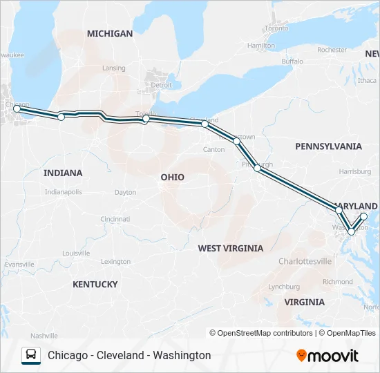 GREYHOUND US0164 Bus Line Map
