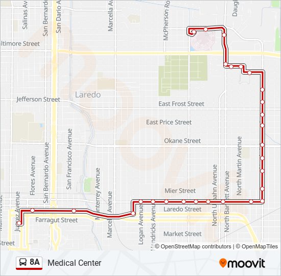 Mapa de 8A de autobús