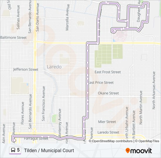 5 Bus Line Map