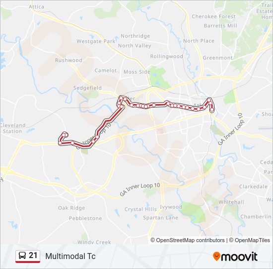 21 bus Line Map