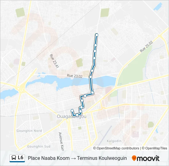 Plan de la ligne L6 de bus