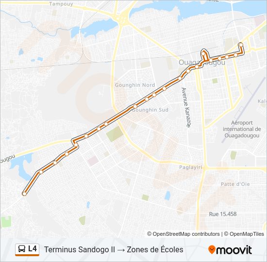 Plan de la ligne L4 de bus