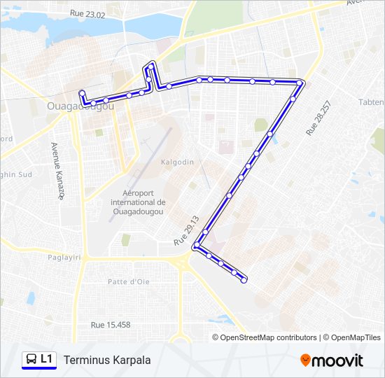 Plan de la ligne L1 de bus