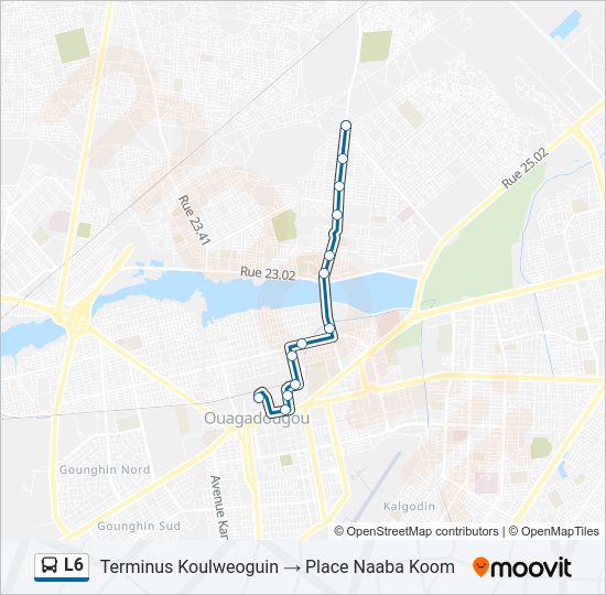 Plan de la ligne L6 de bus