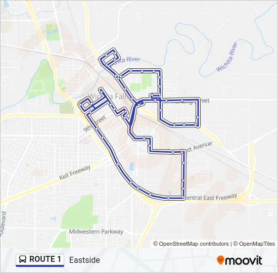 ROUTE 1 Bus Line Map
