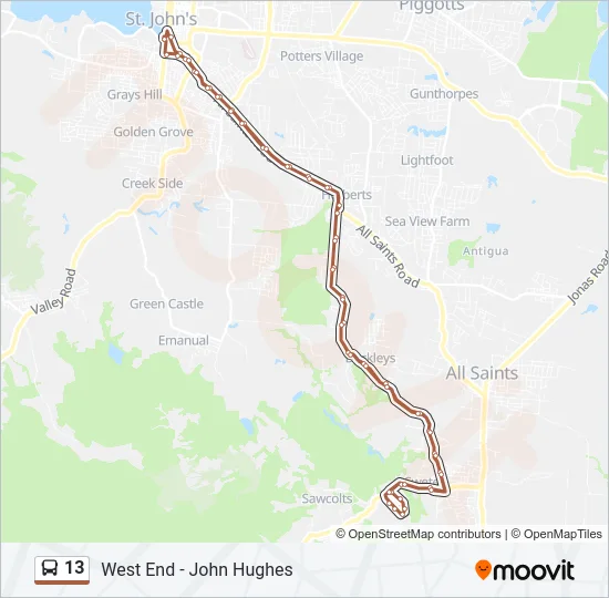 13 Bus Line Map