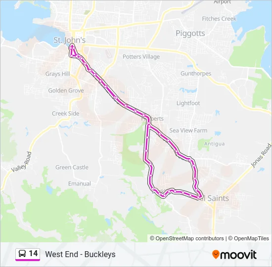 14 Bus Line Map