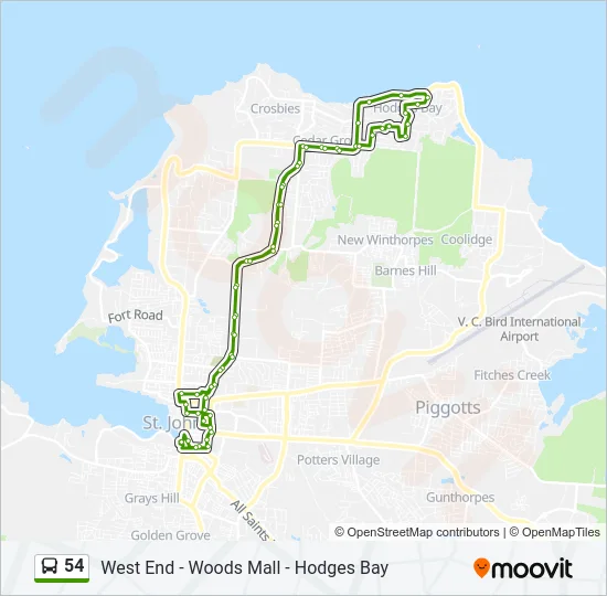 54 Bus Line Map