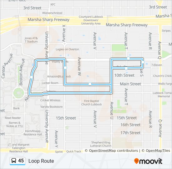 45 bus Line Map