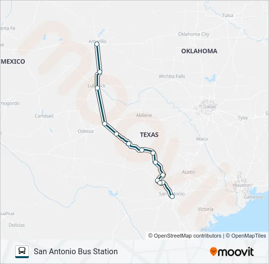 GREYHOUND US1184S Bus Line Map