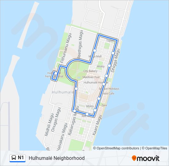 N1 Bus Line Map