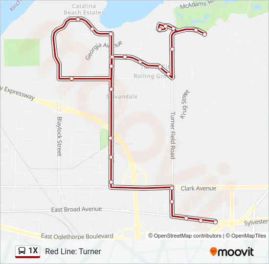 1X Bus Line Map