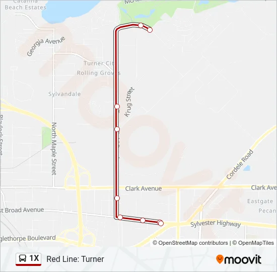 1X Bus Line Map