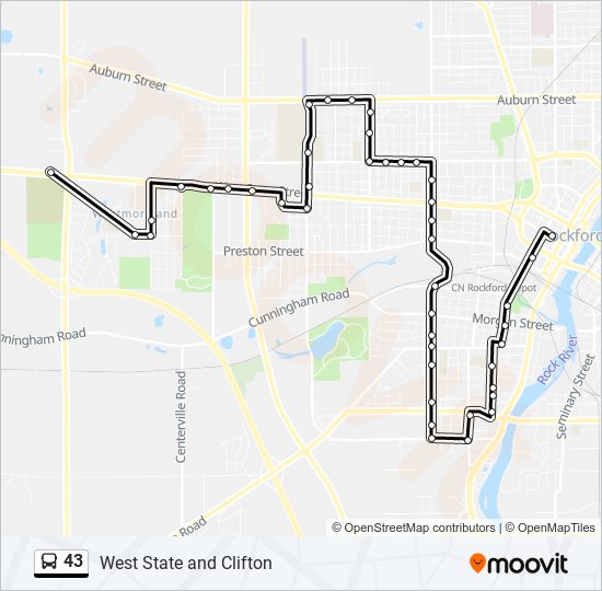 43 bus Line Map