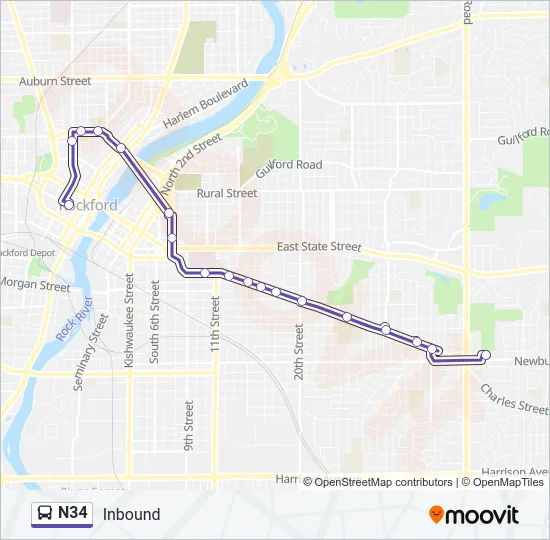 N34 Bus Line Map