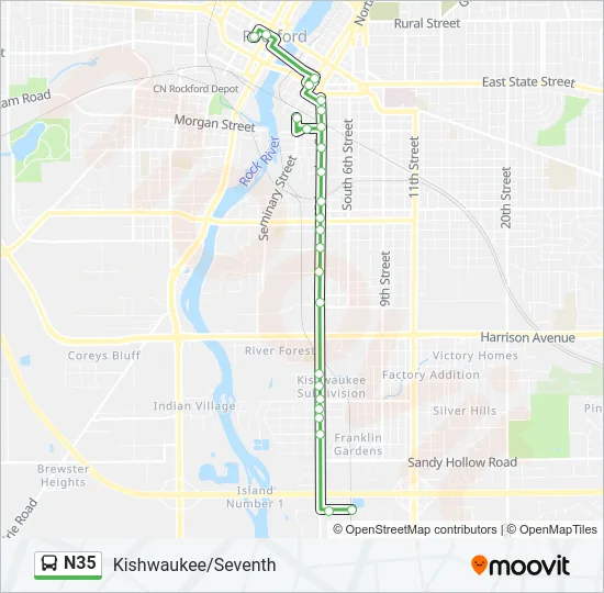 N35 Bus Line Map