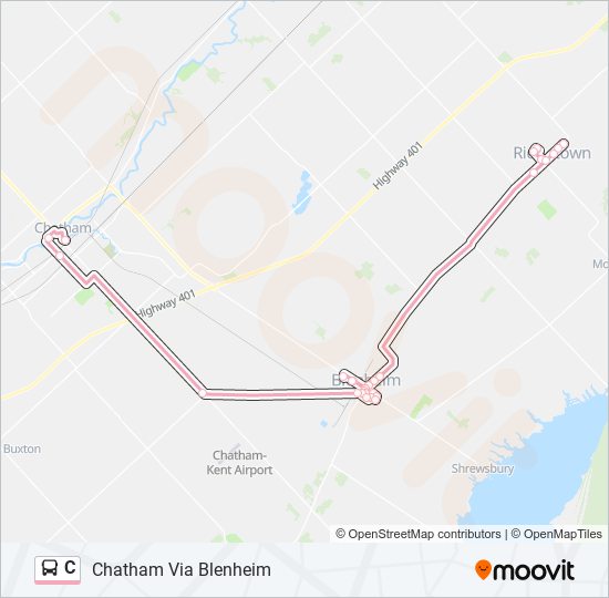 Plan de la ligne C de bus