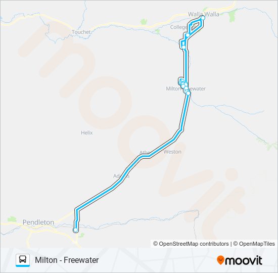 Mapa de MILTON - FREEWATER de autobús