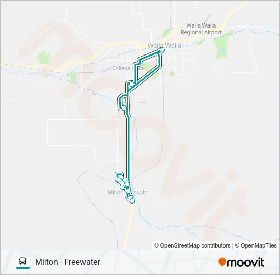MILTON - FREEWATER Bus Line Map