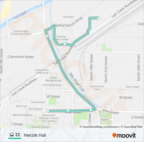 22 bus Line Map