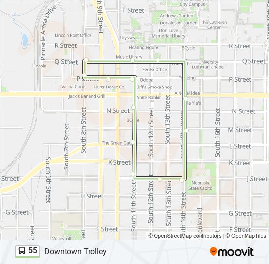 55 bus Line Map