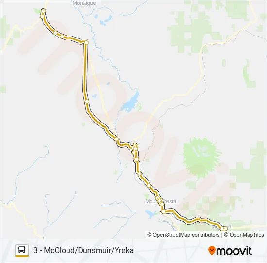 3 - MCCLOUD/DUNSMUIR/YREKA Bus Line Map