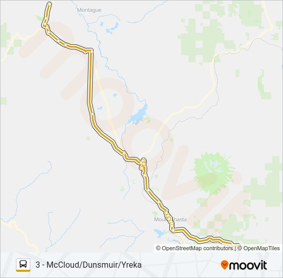 3 - MCCLOUD/DUNSMUIR/YREKA Bus Line Map