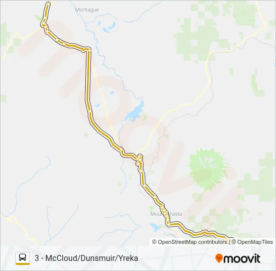 3 - MCCLOUD/DUNSMUIR/YREKA Bus Line Map