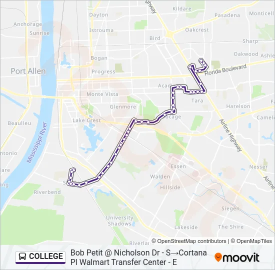 COLLEGE Bus Line Map
