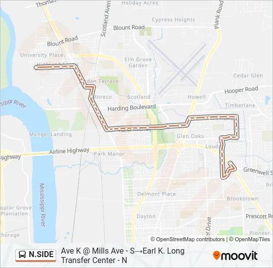 N.SIDE Bus Line Map