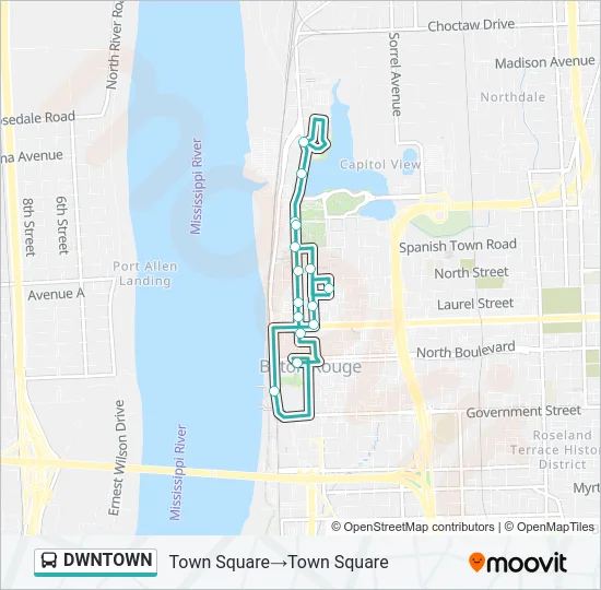 DWNTOWN Bus Line Map