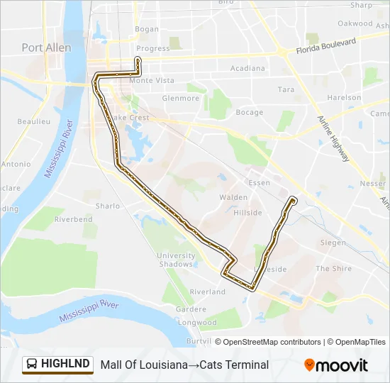 HIGHLND Bus Line Map