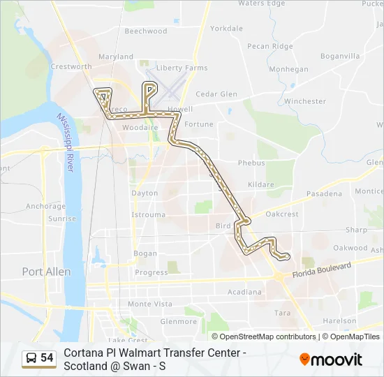 54 Bus Line Map