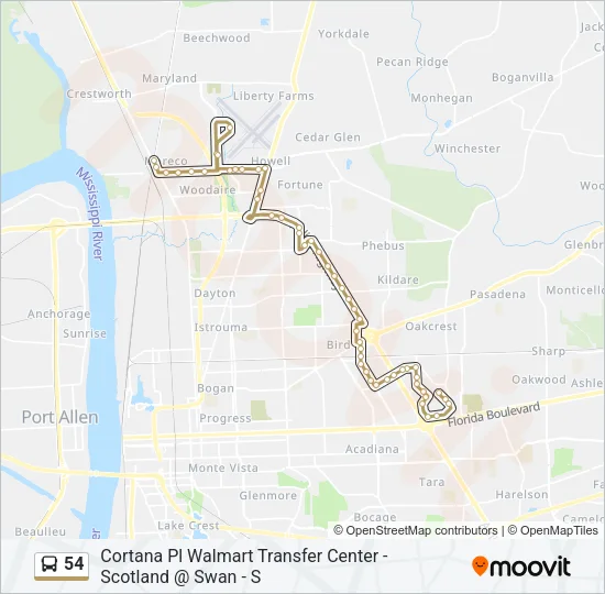 54 Bus Line Map