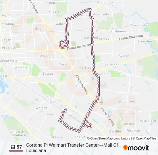 57 Bus Line Map