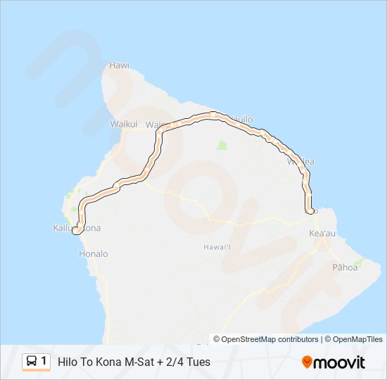 1 Route Schedules, Stops & Maps Hilo To Kona (Updated)