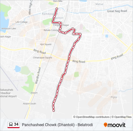 34 bus Line Map