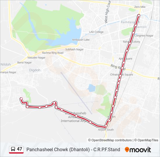 47 bus Line Map