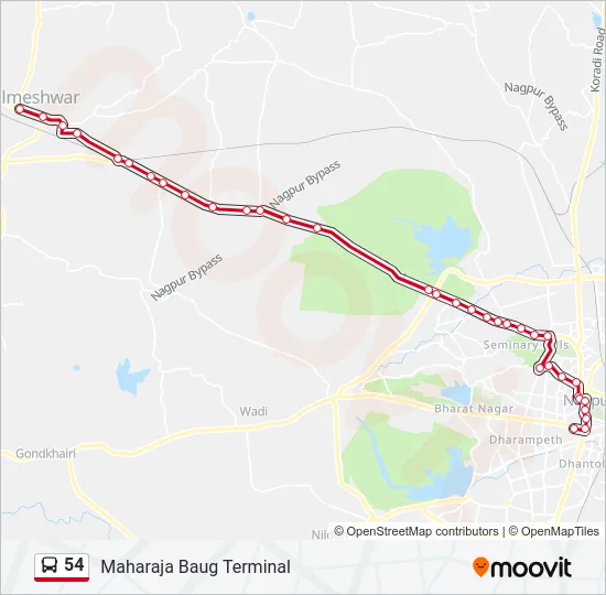54 Bus Line Map