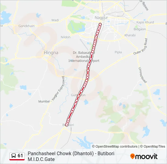 61 Bus Line Map