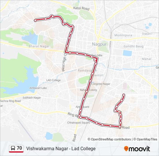 70 bus Line Map