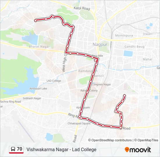 70 Bus Line Map