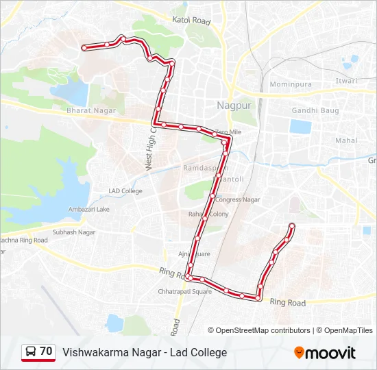 70 Bus Line Map